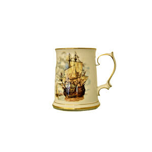 Royal Grafton Nautical Sailing Tankard Mug Ship 22kt Gold England Bone China